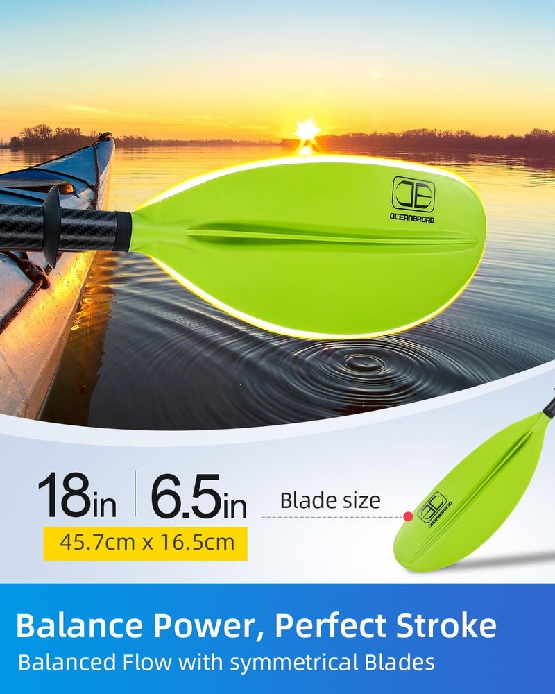 OCEANBROAD Adjustable Carbon Fiber Kayak Paddle 86in/220cm to 94in/240cm Kayaking Oar for Adults with Paddle Leash 1 Paddle - Image 4